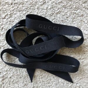 Authentic Gucci Black Ribbon With Black Gucci Logo.155 cm.